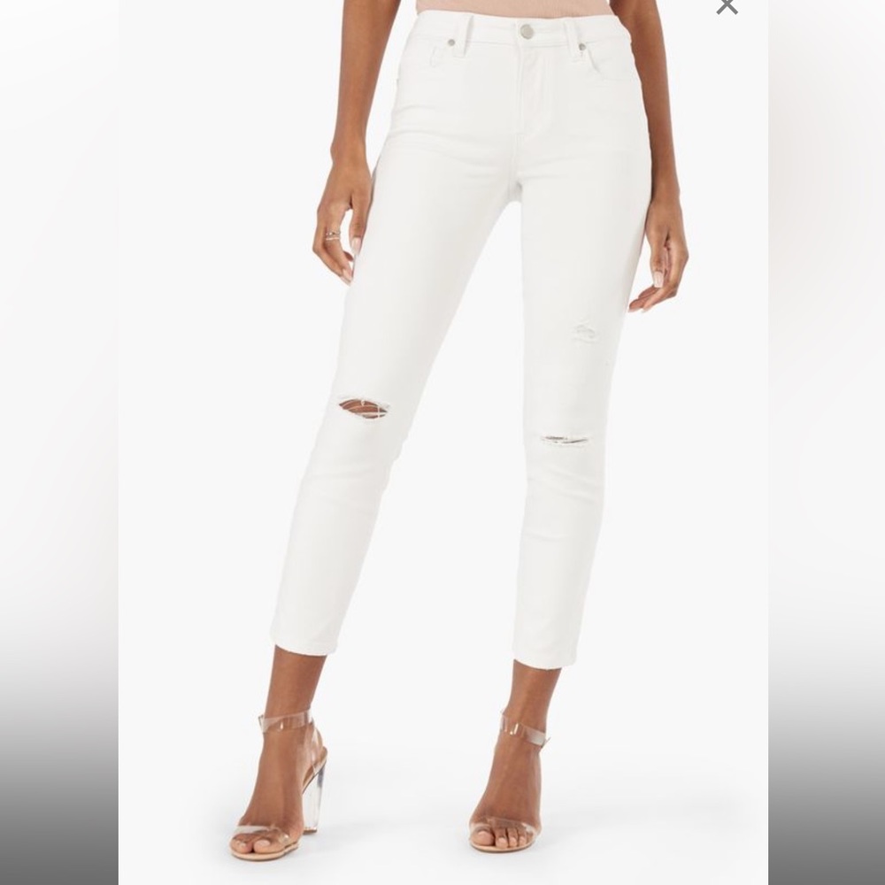 Mid Rise White Ripped Denim Jeans